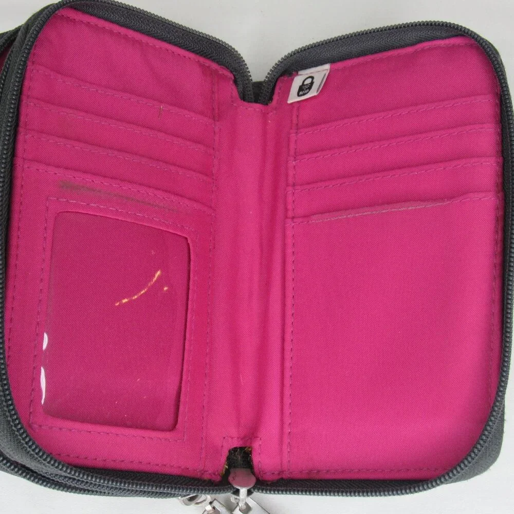 Baggallini Charcoal Black Gray Clutch Wristlet Organizer Wallet RFID